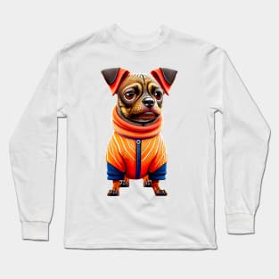 Snuggly Dachshund in a Cozy Salmon Sweater Long Sleeve T-Shirt